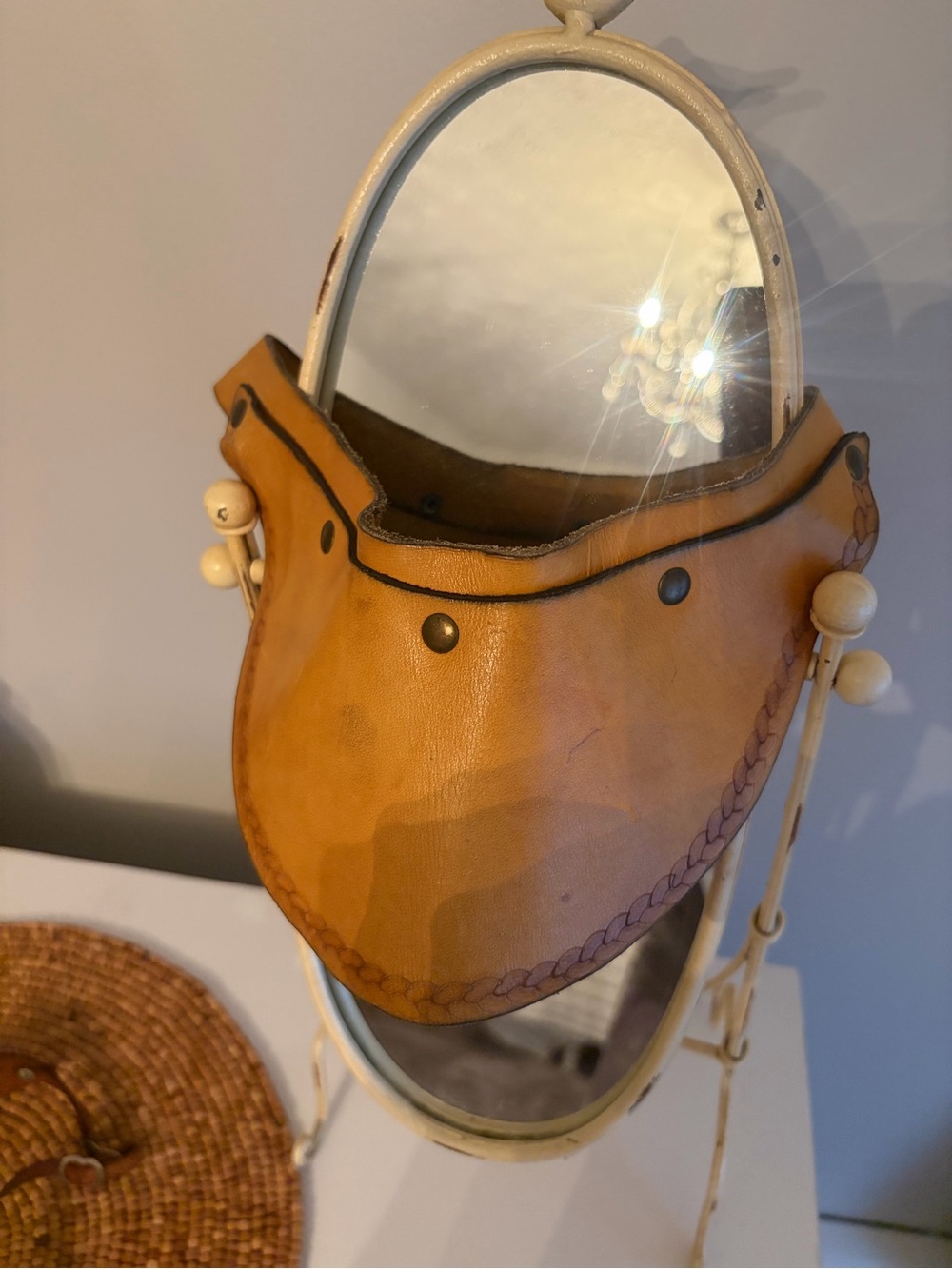 Women's  Vintage Tan Leather Visor Adjustable